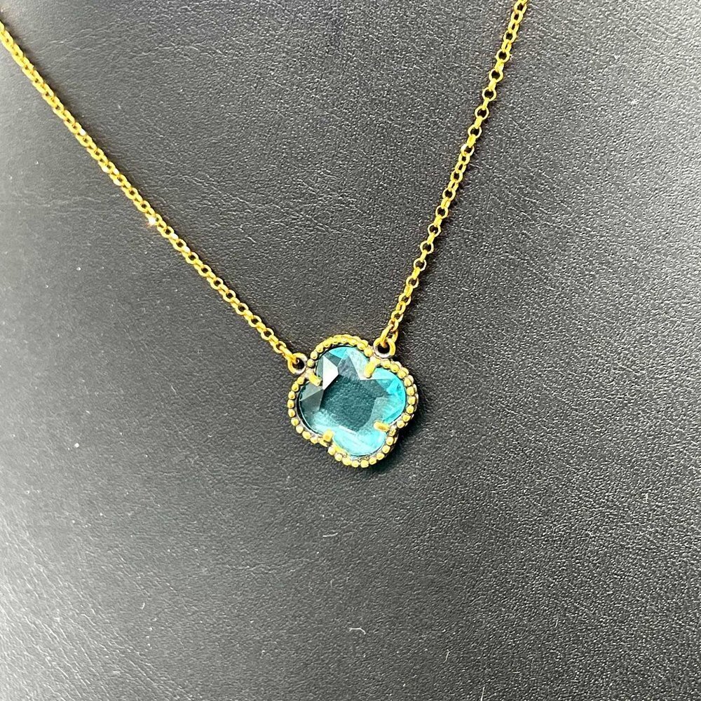 Dyadema 925 Sterling Silver Blue Crystal Four Leaf Clover Chain Necklace